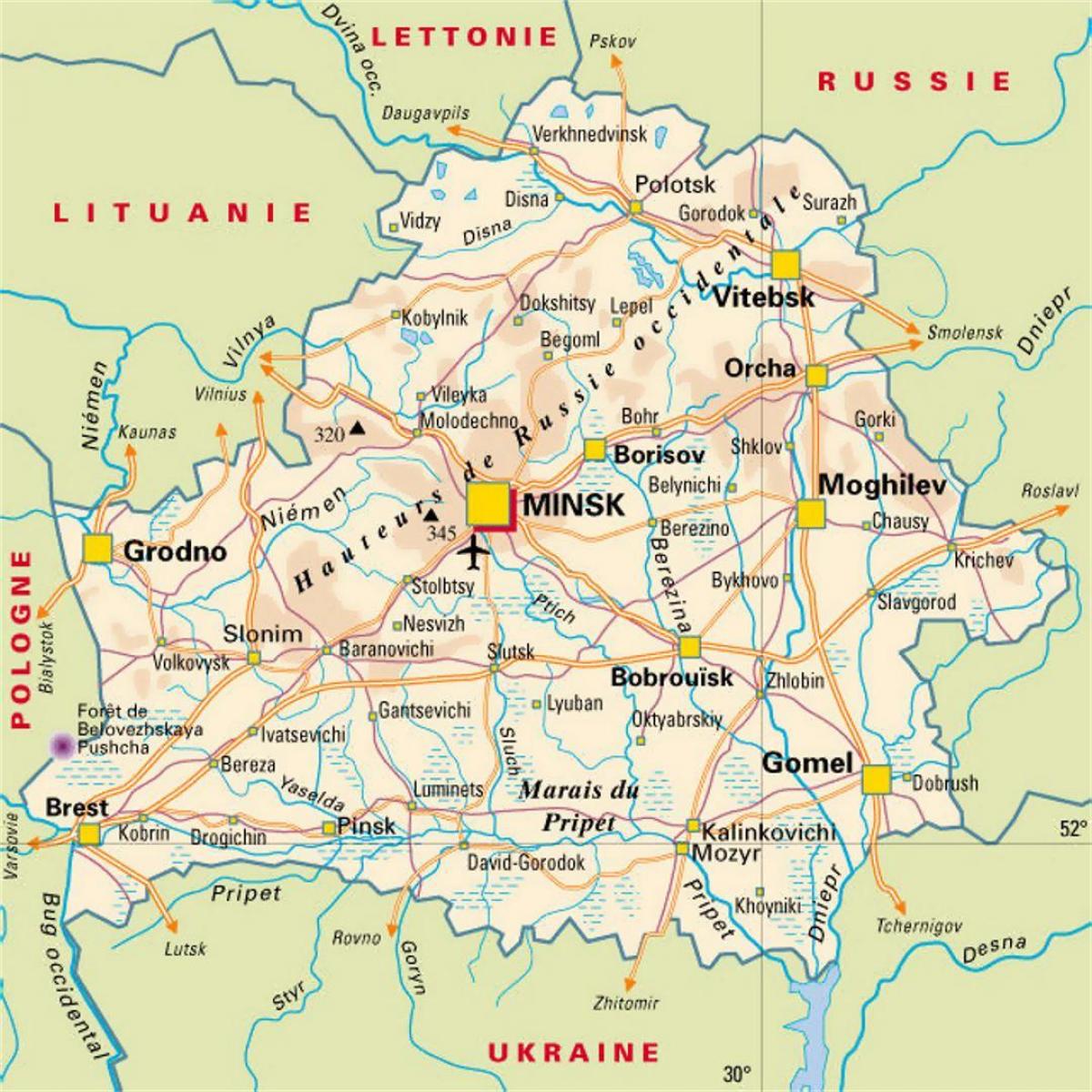 Peta bandar-bandar Belarus